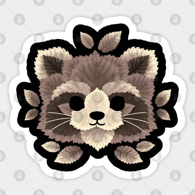 Raccoon of leaves Sticker by NemiMakeit